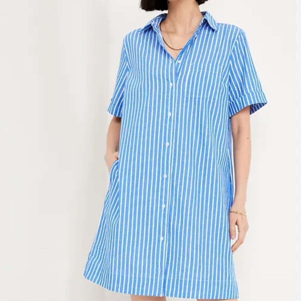 Old Navy Blue And White Striped T Shirt Dress